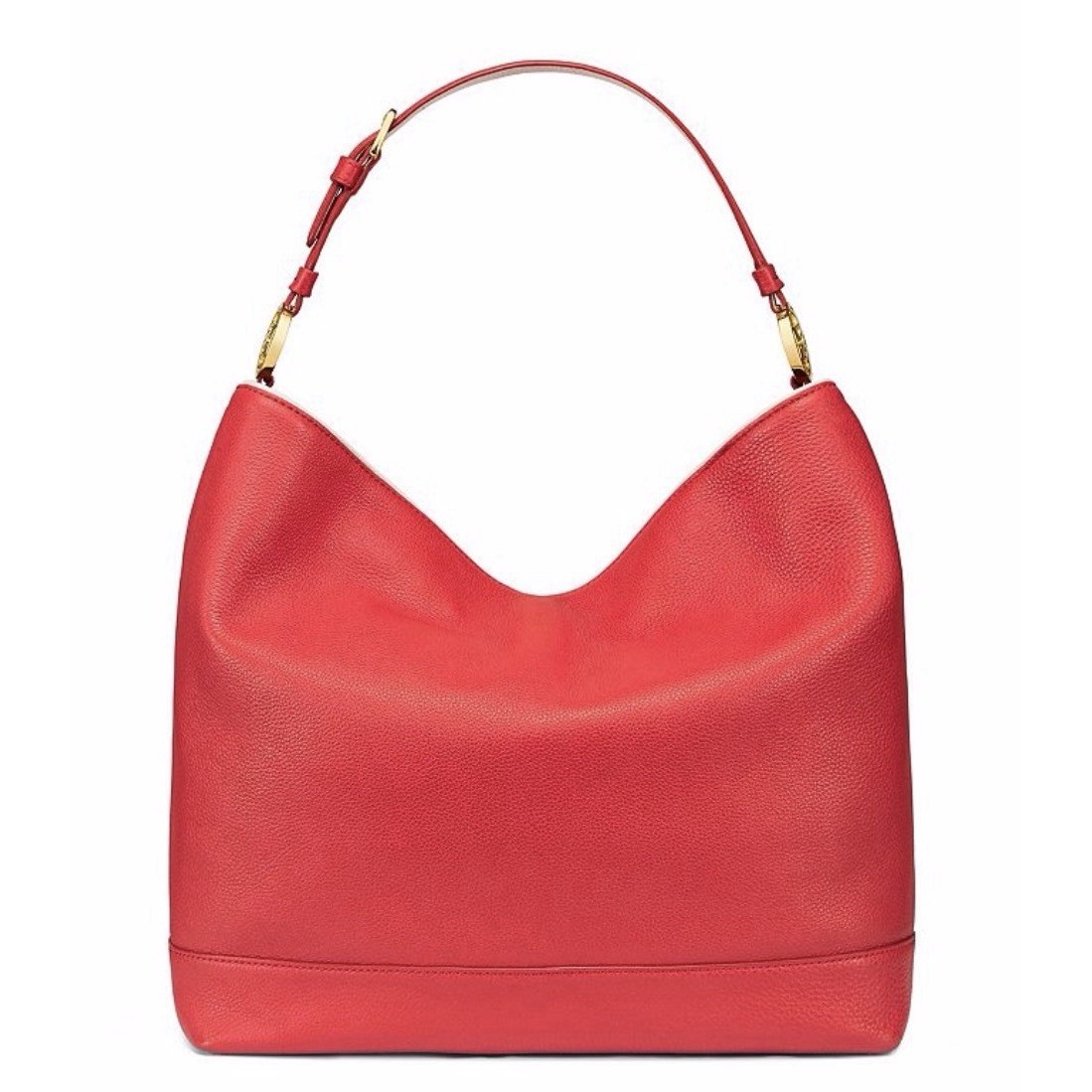 Tory Burch Duet Leather Hobo Shoulder Bag In Cherry Apple New Ivory $450